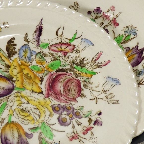 VTG Windsor Ware F.B.&C.England Garden Bouquet set of 2 bread & butter plates - Picture 2 of 6